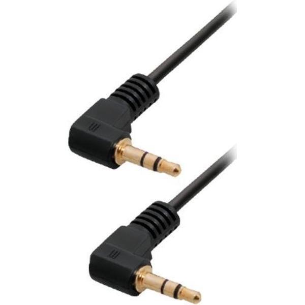 Transmedia 3,5mm Jack stereo audio spiraalkabel / haaks - zwart - 1,5 meter