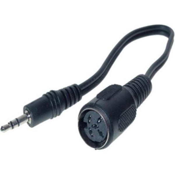S-Impuls 3,5mm Jack (m) - DIN 5-pins (v) hoofdtelefoon (dobbelsteen) adapter / zwart - 0,20 meter