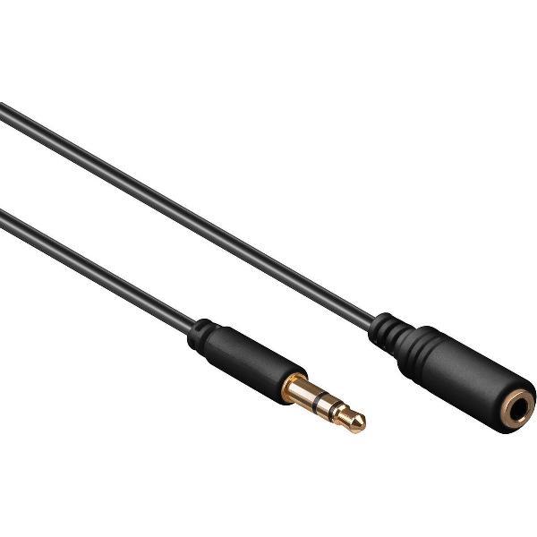 Goobay 3,5mm Jack stereo audio slim verlengkabel - zwart - 5 meter