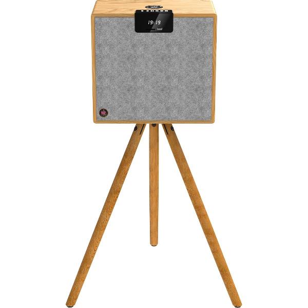 AVLOVE AVLMCOMBI - Hifi System Large - Radio/Bluetooth/Aux - INCLUSIEF VOET - Draadloos Opladen - Bamboe/Zwart/Grijs