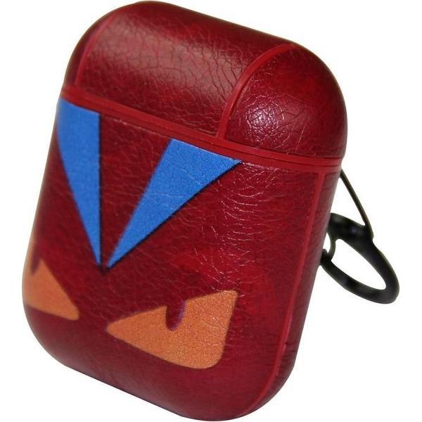 TwoWindows Cartoon Pattern Draadloze Koptelefoon Oplaaddoos Lederen Beschermhoes voor Apple AirPods 1/2 (Amber)