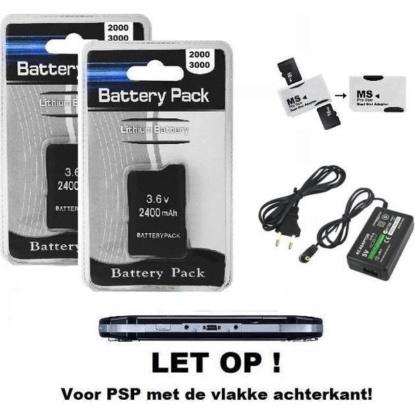PSP 2000 / 3000 STARTSET 2x batterij + oplader + kaart adapter