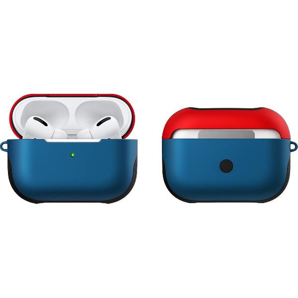 Apple Airpods Pro Hoesje (rood en blauw) - 360° Volledige bescherming - Antivingerdruk - Trekt Geen Stof - Schokbestendig