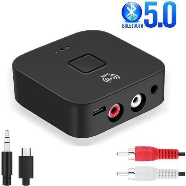 Bluetooth Audio Ontvanger - Draadloze audio adapter - Receiver voor bureau, televisie & auto - Incl. 3 aansluitkabels - Desktop - Met NFC - Bluetooth Adapter - Bluetooth Dongle