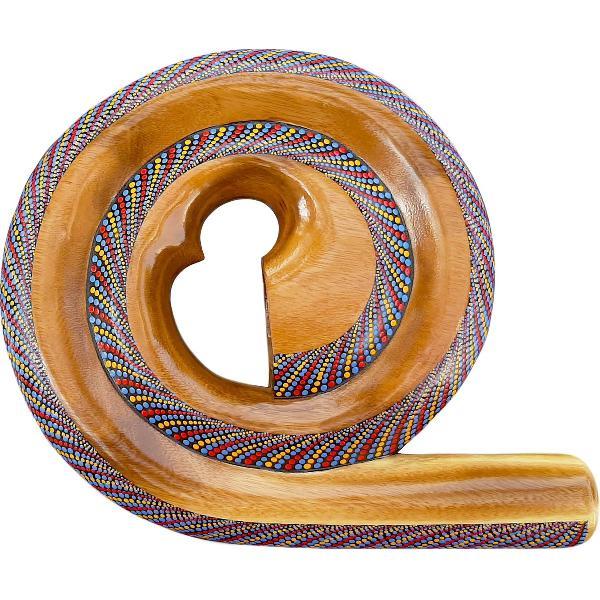 LIDAH® Didgeridoo Instrument – Spiral Travel Didge – 36cm – Anti Snurk – Handgeschilderd Mahonie Hout