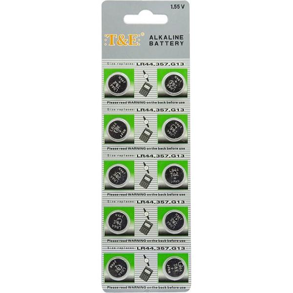 T&E knoopcel batterij Alkaline LR44 - Blister 10