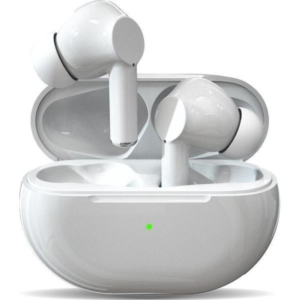 Maxius - draadloze oordopjes - Bluetooth oortjes met GRATIS oplaadcase, oplaadkabel en 3 verschillende maten oorkapjes - Wit