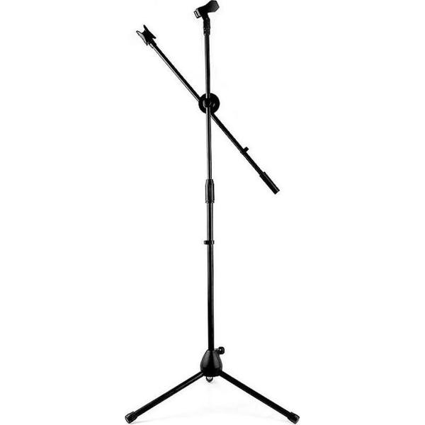 NÖRDIC MFK-010 Microfoonstandaard met draaibare arm, inklapbare poten, hoogte verstelbaar 70-145 cm, Zwart