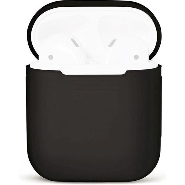 Let op type!! Voor Apple AirPods draagbare draadloze Bluetooth koptelefoon siliconen beschermende doos iPhone Anti-lost Dropproof opbergtas (oortelefoon dient te worden is niet Included)(Black)