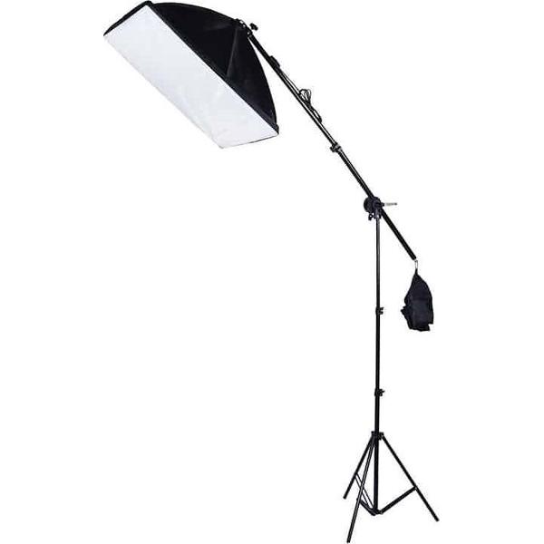 50x70 cm Enkele Licht Softbox + 200 cm Hoogte Fotografie Verlichting Statief Mount Stand + Arm Jib Lat beugel Studio Flitslicht Set