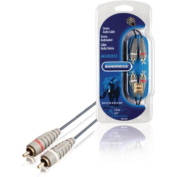 Bandridge - Stereo Audiokabel 2x RCA Male - 2x RCA Male - 2 meter