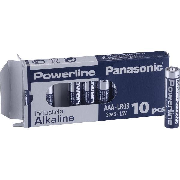 10 stuks AAA Panasonic Powerline Industrial Alkaline -1.5 volt, LR03AD