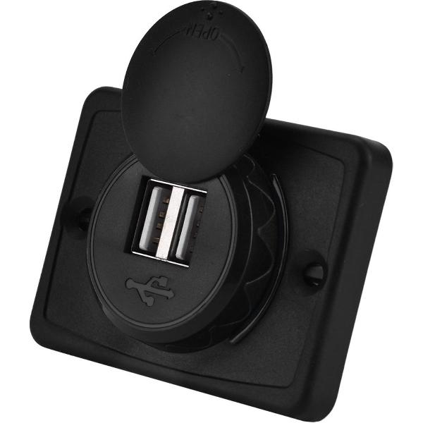 USB lader spatwaterdicht 12V/24V - USB stopcontact -USB voor caravan, boot of camper - USB inbouwkit