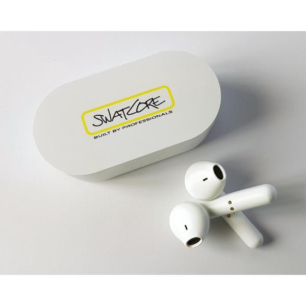 SwatCore Brushed TWS earpods / V80-SCB1 / Wit / draadloze oordopjes / bluetooth 5.0 / hoofdtelefoon / earphones / wireless earphones / touch screen / noise cancelling / oplaadbaar