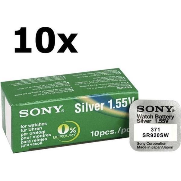 10 Stuks - Sony SR920SW (371 / 370) Zilveroxide horloge knoopcel batterij