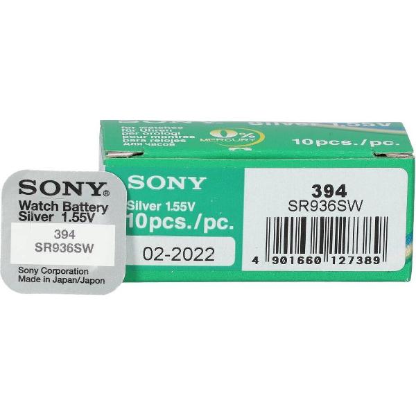10 Stuks - Sony SR936SW (394) GS9 SR45 Zilveroxide horloge knoopcel batterij
