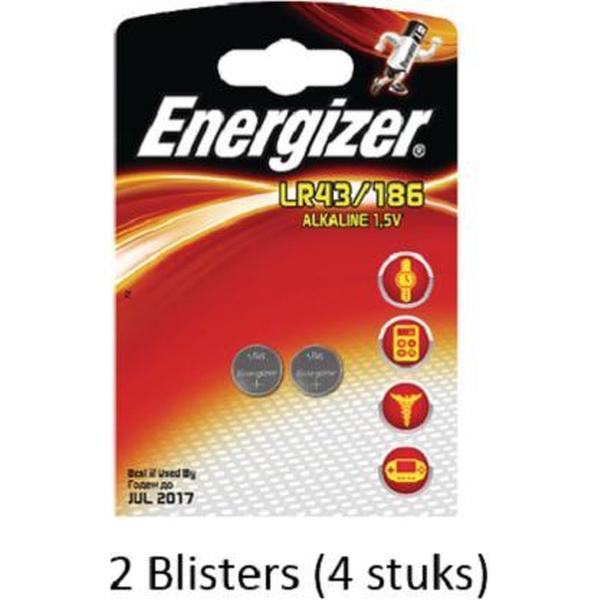 4 stuks (2 blisters a 2 stuks) Energizer knoopcel LR43/186 1.5V