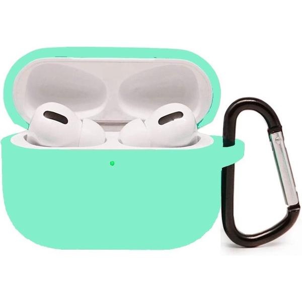 Apple AirPods Pro Soft Silicone Hoesje Met sleutelhanger - Mint Groen