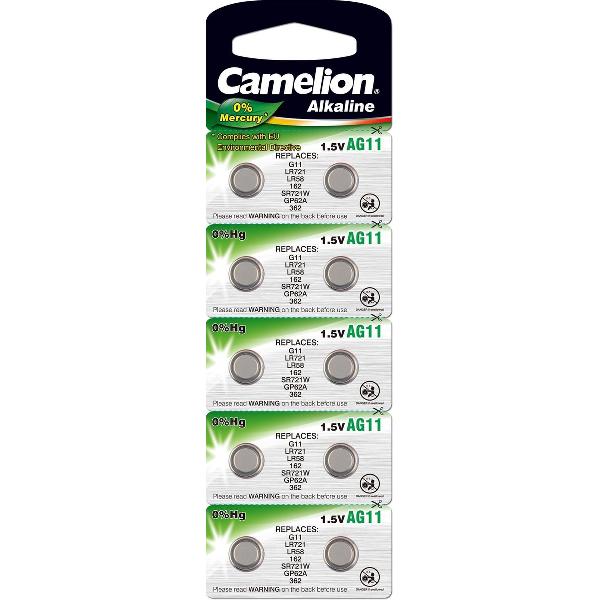 Camelion Alkaline Knoopcel AG11 / LR58, 1,5 Volt, 0% HG - 10 stuks