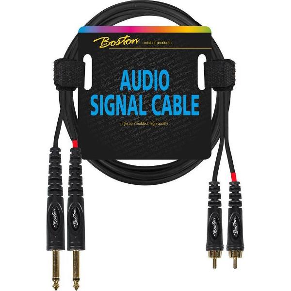 audio signaalkabel, 2x RCA naar 2x 6.3mm jack mono, 3 meter