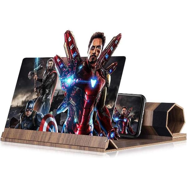 Scherm Vergroter - Vergrootglas voor Smartphone Beeldscherm - Full HD Telefoonscherm Versterker - Schermvergroter van Hout - Geschikt voor elke Telefoon