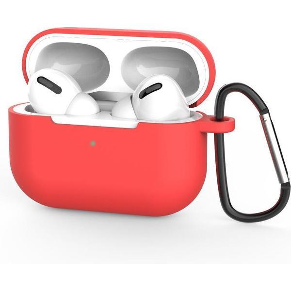 Siliconen Case Apple AirPods Pro rood- AirPods hoesje rood inclusief haak - AirPods case