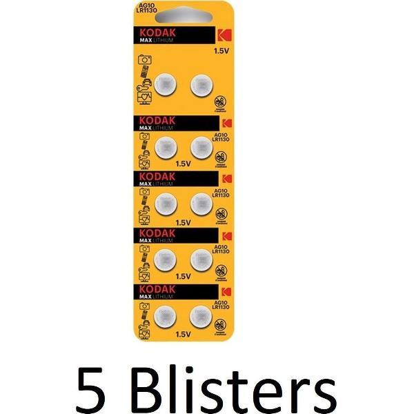 50 Stuks (5 Blisters a 10 st) Kodak Max Lithium G10 knoopcel batterij
