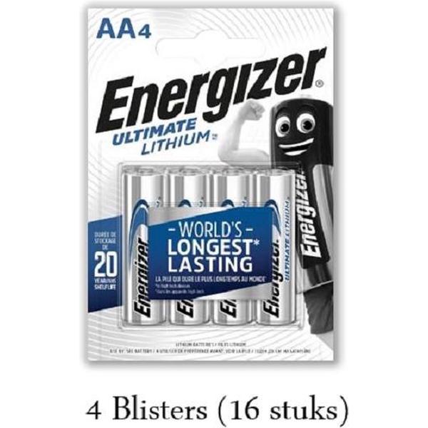 16 stuks (4 blisters a 4 stuks) Energizer Lithium AA/L91 1.5V 4pack