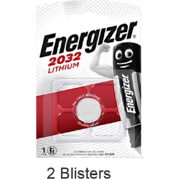 2 stuks (2 blisters a 1 stuk) Energizer CR2032 Knoopcel Lithium 3V 240 mAh