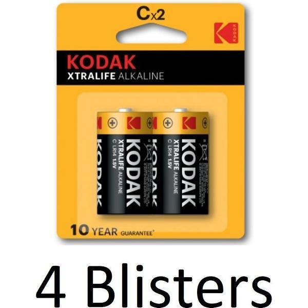 8 Stuks (4 Blisters a 2 st) Kodak XTRALIFE alkaline C/LR14