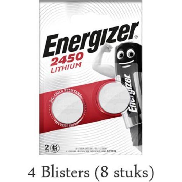 8 stuks (4 blisters a 2 stuks) Energizer Lithium CR2450 Knoopcel 3V