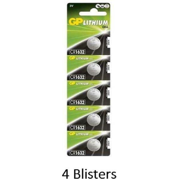 20 stuks (4 blisters a 5 stuks) GP Lithium CR1632 3V knoopcel blister 5