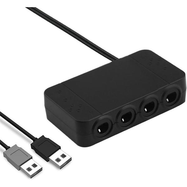 Thredo Gamecube USB Controller Adapter - 4 poorten - geschikt voor Nintendo Switch & Wii U (Zwart)