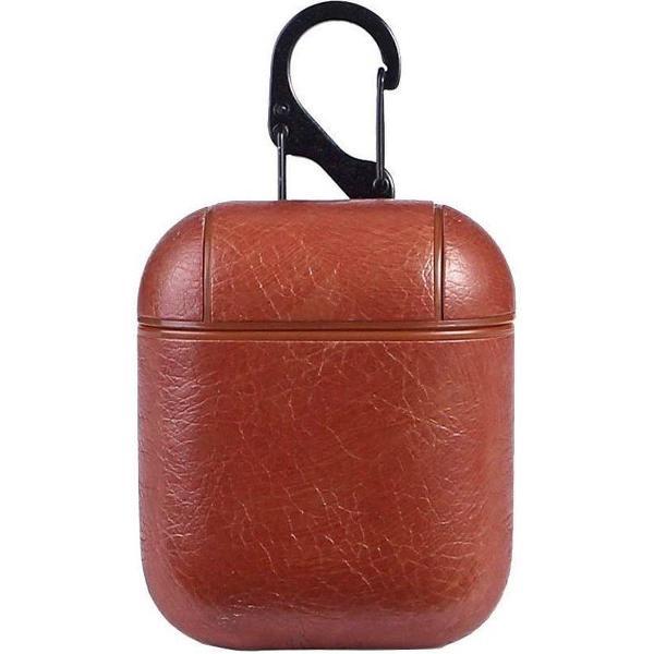 Hoes - Leer - Lichtbruin - geschikt voor Airpods 1 en 2
