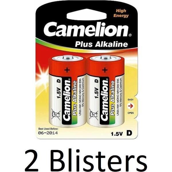 4 Stuks (2 Blisters a 2 st) Camelion Plus Alkaline D Cell Batterij