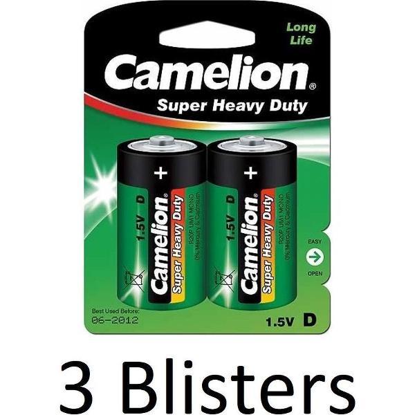 6 Stuks (3 Blisters a 2 st) Camelion Super Heavy Duty D Cell Batterijen