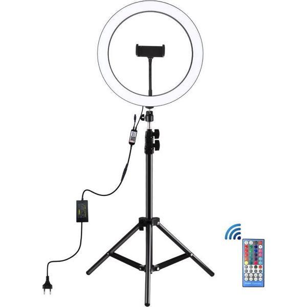 Puluz 12 inch – 30 cm RGBW Led ringlamp set - Met verstelbaar camera statief en telefoonhouder - Ringlight met statief – Vlogging LED Ring – Make-up lamp – Ringlamp – Met bluetooth afstandsbediening