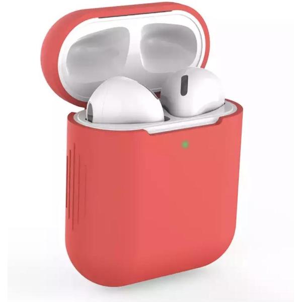 Siliconen Bescherm Hoesje Cover voor Apple AirPods Case - Airpods Hoesje Siliconen Case Rood (Red)