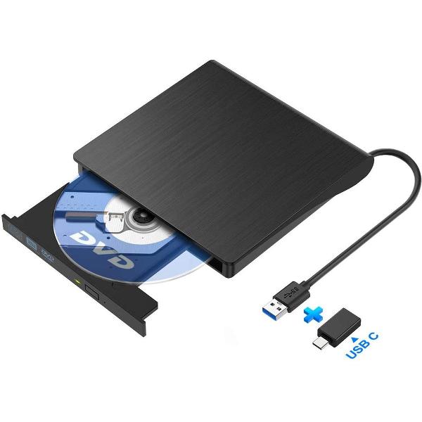 YONO Externe DVD Speler voor Laptop – CD Brander USB 3.0 en USB C Drive Compatibel – Geschikt voor Windows en Mac – Plug & Play