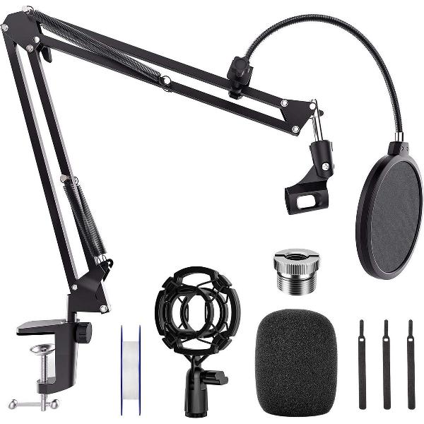 NÖRDIC MFK-003 Microfoonstatief voor tafel, Blue Yeti, Blue Snowball, 5/8 inch adapter, Zwart