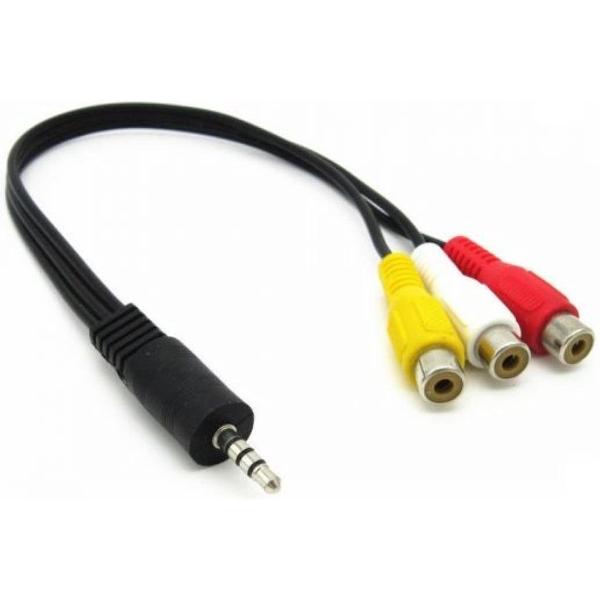 Garpex® AUX Verloopkabel - 3.5mm Jack (mannelijk) naar 3 RCA (vrouwelijk) - Splitter Audio Video Kabel – PC Smartphone Telefoon Tablet Stereo Home Cinema Set Versterker TV - Zwart