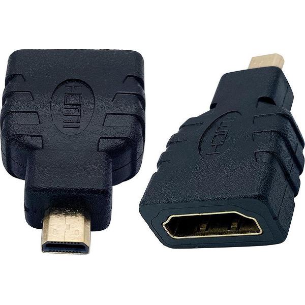 Garpex® Micro HDMI male naar HDMI Female adapter connector - Gold Plated - Zwart