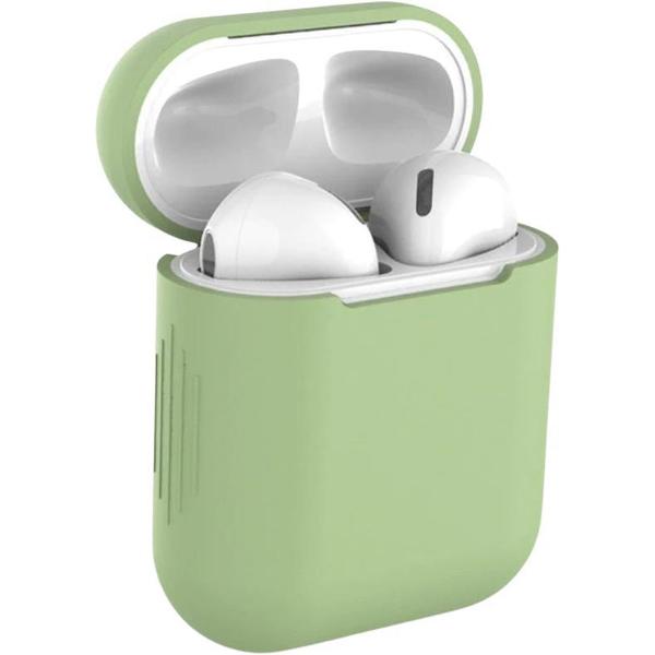 Studio Air® Airpods Hoesje Siliconen Case - Army Series - Soepel Airpod Hoesje - Licht Groen - Voor Airpods 1 en 2