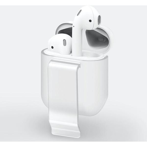 AirPods Beschermer met Bevestigingsclip geschikt voor Apple Airpods 1/ 2 - Transparant
