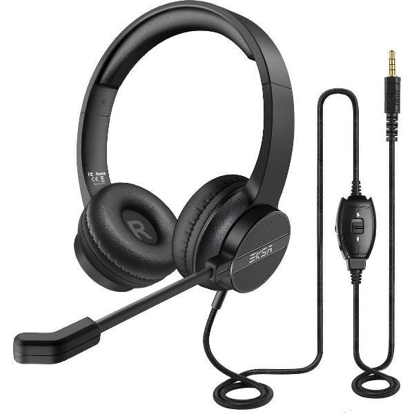 EKSA H12 - Koptelefoon - Headset - Hoofdtelefoon met Microfoon - Ideaal voor Kantoor - 3.5mm jack - Licht en Comfortabel - Geluidskwaliteit