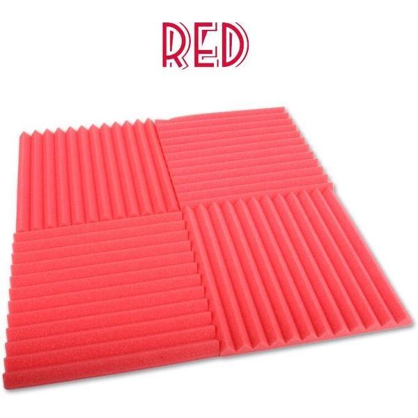 Geluidsisolatie - 6 STUKS - Noppenschuim - Akoestisch studioschuim - 30 x 30 x 2 cm dik - Studio Foam - Isolatie Foam - Isolatieplaten - Isolatie Plaat - ROOD
