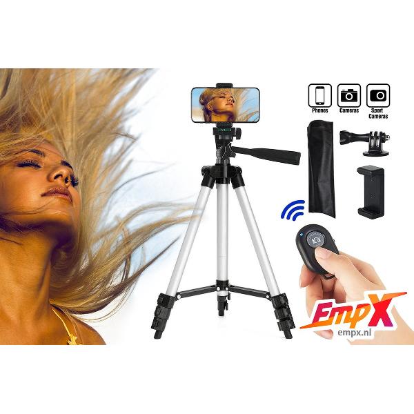 Tripod met afstandsbediening - Smartphone Bluetooth Remote Shutter - Tiktok Tripod - Camera Statief 102 Cm Aluminium Tripod voor Fotocamera en Smartphone - iPhone Tripod - Canon – Nikon - Sony - Spiegelreflexcamera