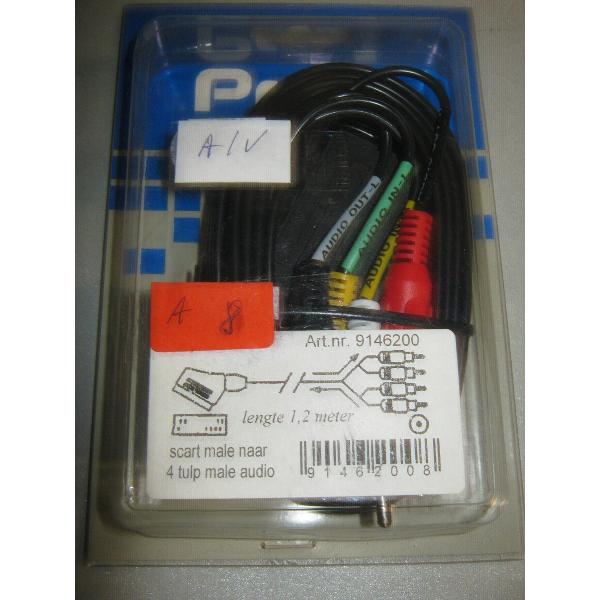 Audio-Video Scart-Tulp verloopkabel
