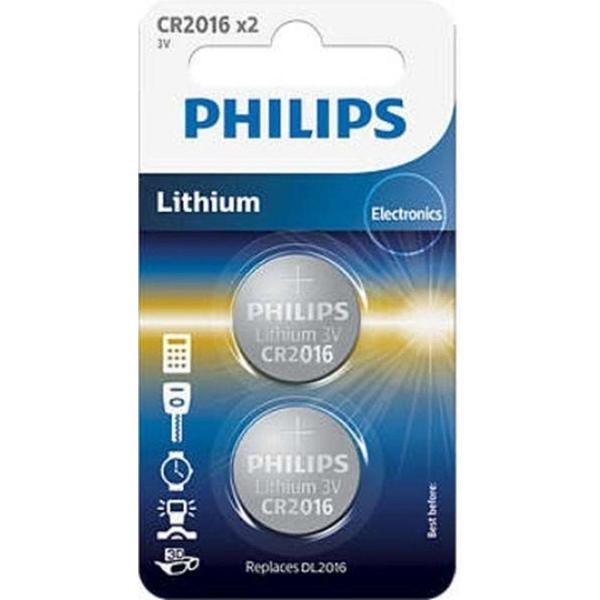 Philips CR2016 Knoopcel Batterijen (2 stuks)