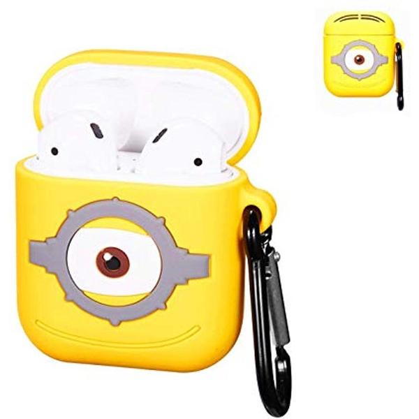 Cartoon Silicone Case voor Apple Airpods - gele eenoog - met karabijn